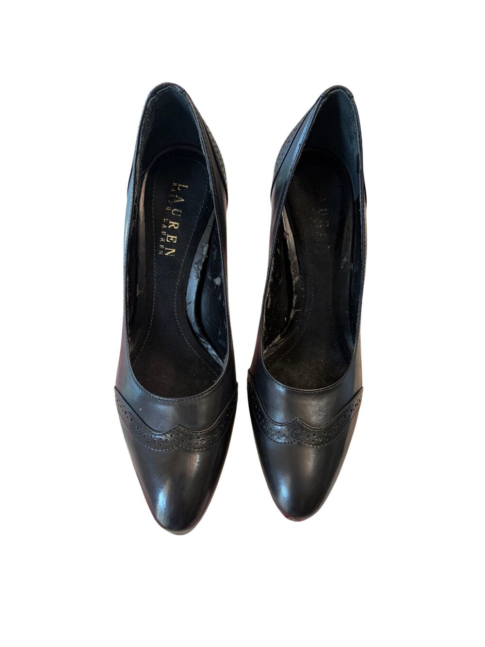 VTG Inspired Lauren Ralph Lauren Wingtip Black Leather Dress Pump Size 5